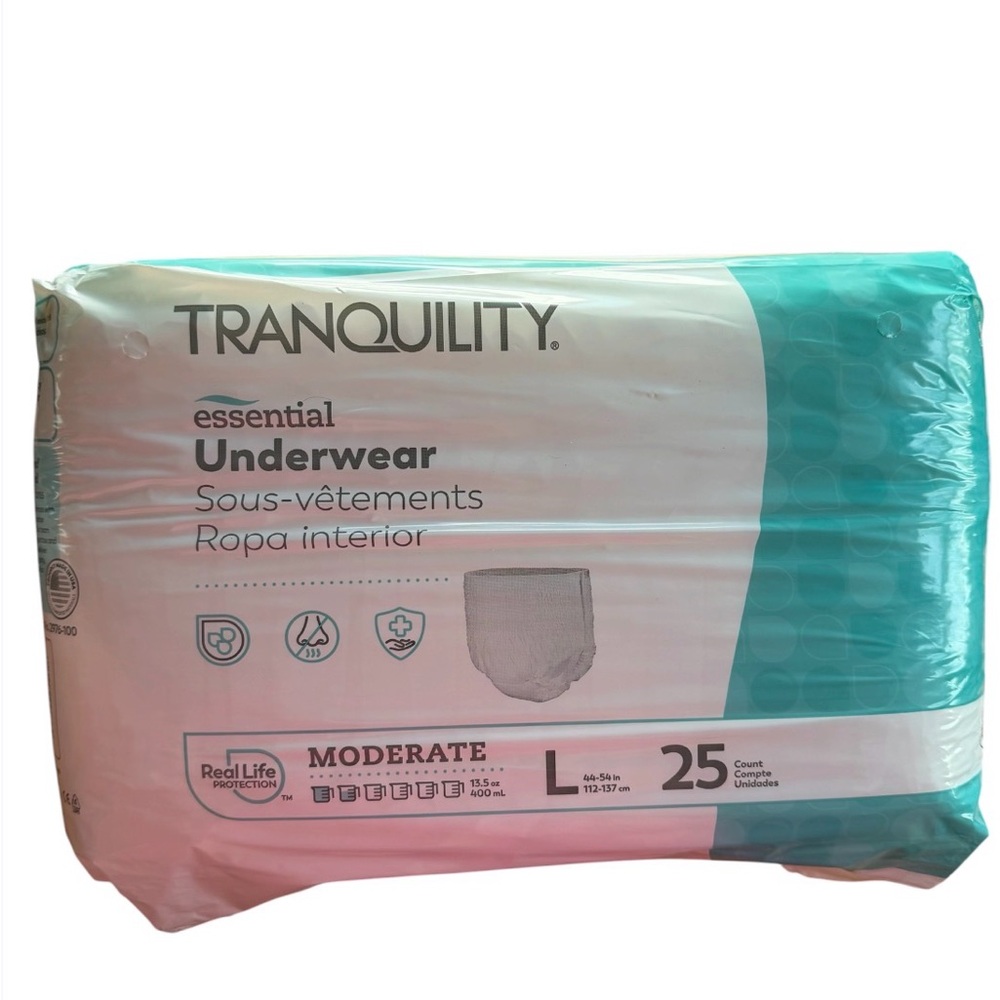 Tranquility Essential Incontinence Underwear, Large, Moderate, 25 Count
